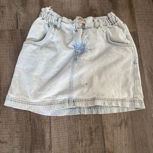 High rise petite Jean skirt